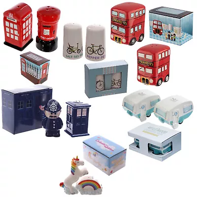 Ceramic Salt & Pepper Set Food Safe Kitchen Novelty Design Gift Set - UK Visitor • £10.69