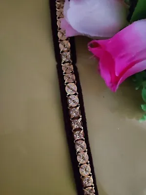 £2.10 • Buy 1yard New Indian Gorgeous Brown  Velvet Ribbon Trim Lace With Gold Sequin Work
