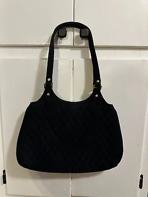 Vera Bradley Solid Black Quilted Double Handle Satchel Bag Purse • $10