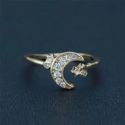 1pc Cubic Pave Moon And Star Ring Dainty Elegant Celestial Micro Pave Gold Ring • $7.99