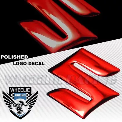 2  Moto/bike 3d Polish/shiny Abs Emblem Decal Logo Fender Sticker Suzuki Red • $6.97