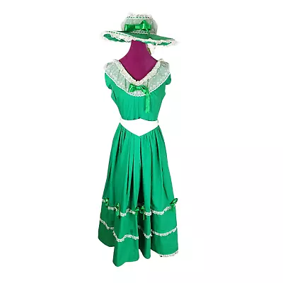 Women’s St. Patrick’s Day Costume Dress With Hat  Size 8 Vintage Handmade • $10.98