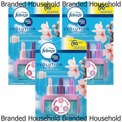 £10.99 • Buy 3 Ambi Pur Febreze 3volution Plug In Refill Air Freshener Cherry Blossom 20ml