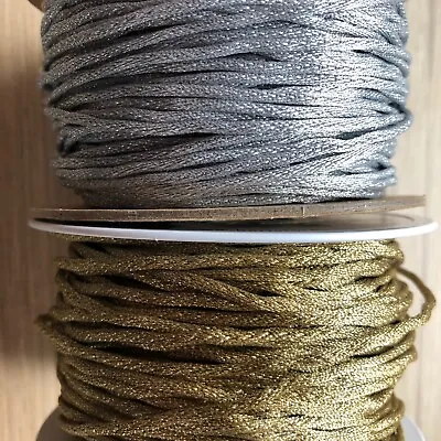 Wired Berisfords 2mm Lurex Rope/ Rat Tail Cord-gold Or Silver Per Metre • £0.99