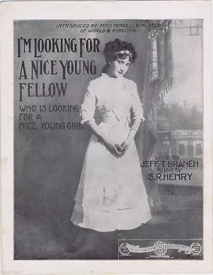 I'm Looking For A Nice Young Fellow Mindell Kingston Vintage Sheet Music 2nd • $10.19