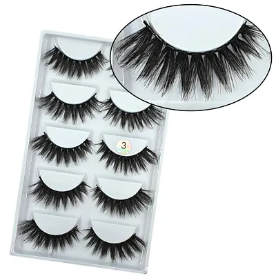 False Eyelashes 5 Pairs Set 3D Long Thick Soft Fake Eye Lashes Mink Extension  • £2.98