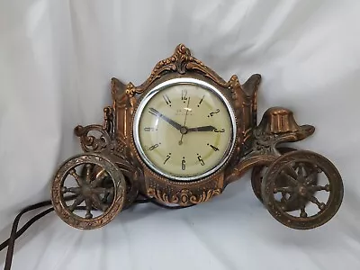 $55 • Buy VINTAGE Working C1940 UNITED CLOCK CO.  CINDERELLA CARRIAGE  SHELF, MANTEL