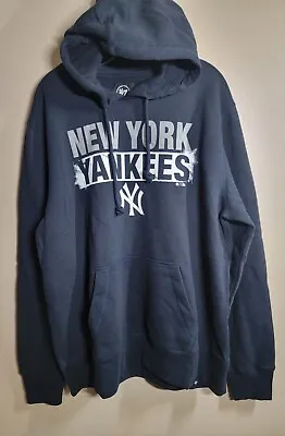 New York Yankees Mens Hoodie Medium  Blue '47 Brand Sweatshirt MLB Baseball • $34.99