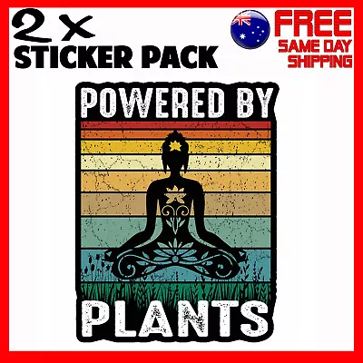 2 X Stickers - Vegan Powered By Plants - Car Bumper Funny Novelty Sticker • $4.95