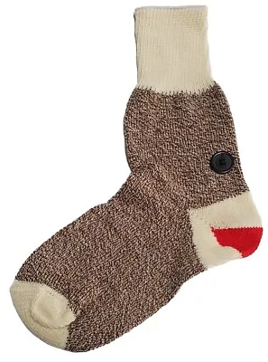 Vintage Sock Monkey Hand Puppet W/ Red Heel And Button Eyes For Kids & Adults • $7.19