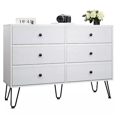 Wood Bedroom Drawer Dresser Chest Of 6 Drawers Clothes Storage Organizer Cabinet • $142.49