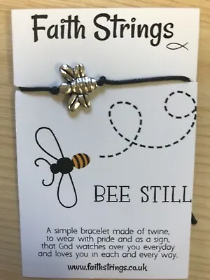£3.25 • Buy Faith Strings Wish Bracelet String Bee Still Jesus God Religion Gift
