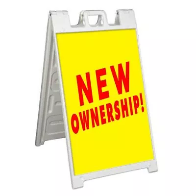 NEW OWNERSHIP! Signicade 24x36 Aframe Sidewalk Sign Banner Decal NEW MANAGEMENT • $145.95