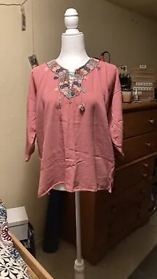 Pink Mexican One Size Fits All Blouse With Embroidery  • $5.50