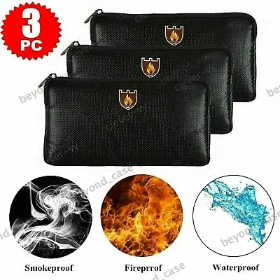 2000℉ Fire Proof Money Bag Fireproof Document Pouch Waterproof Safe Cash US • $23.99