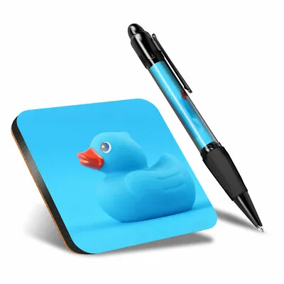 1 X Square Coaster & 1 Pen - Blue Toy Duckling Bath Time Baby Boy #16702 • £4.99