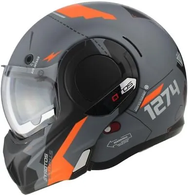 Viper F242 Flip Over Front 180° Full Face Motorcycle Helmet Matt Grey Orange • $199.02