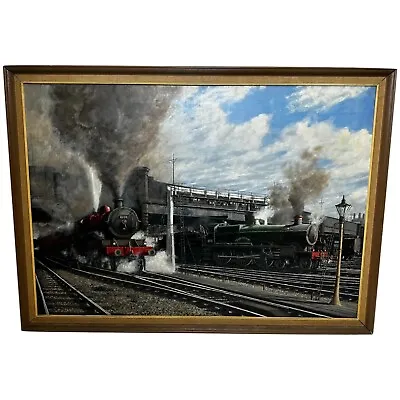 Oil Painting Lady Godiva Great Western Train 2904 & LMS 6008 Approaching Chester • £1500