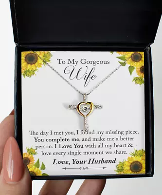 To My Gorgeous Wife Love Gift Sterling Silver Christian Cross Precious Necklace  • $39.95