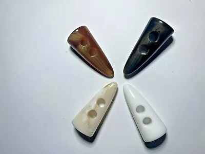 £8.30 • Buy 14x35mm Horn Tooth Resin Toggle Buttons Coat Knitwear Duffle Sewing 2 Hole