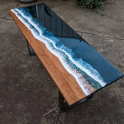 60  X 24 Unique Epoxy Coffee Table Ocean Blue Resin Beach House Vibes • $2069.10
