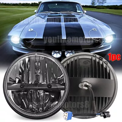 Fit FORD MUSTANG 1965-1973 7  INCH ROUND LED HALO HEADLIGHT HI/LO Beam BLACK DOT • $42.71