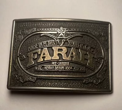 Farah Belt Buckle Brass - 4 Oz Denim 100% Cotton - El Paso TX  - Vintage • $8.99