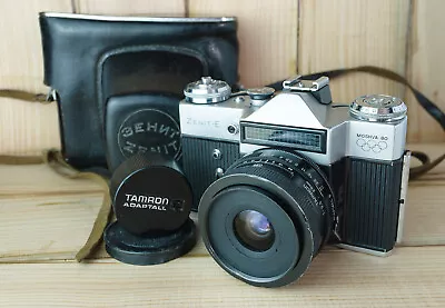 SLR 35mm ZENIT-E FILM CAMERA & Tamron Adaptall 28mm F2.5 Lens Film Tested • £34.95