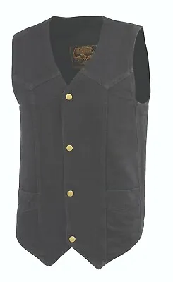 Milwaukee Leather DM1310 Men's Black Or Blue Denim Biker Vest Classic Snap Front • $64.95