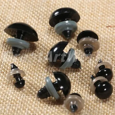 20/60/100pcs 6-20mm Safety Eyes/Washers Black Plastic F DIY Teddy Bear Dolls Toy • $3.11