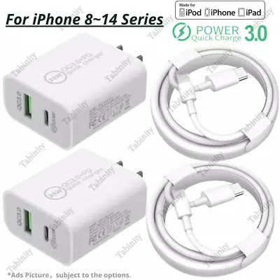 20W USB-C Power Adapter Block For IPhone 14 13 12 11 Pro X PD Fast Charger Cable • $9.25