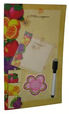 Fruit Apples Strawberries Oranges Grapes Message Board Magnets Memo Pad Pen & • $11.61