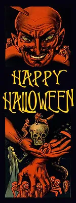 Happy Halloween Red Devil Skull Witch Cat Snake Vintage Poster Repo FREE S/H • $22.15