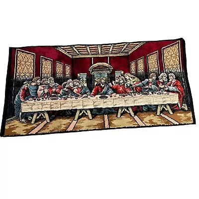 VTG Jesus Last Supper W/ Disciples Religious Tapestry Wall Hanging Made In Italy • $69.99