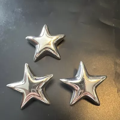 Rare Tiffany & Co 925 Sterling Silver Mexico Puffed Star Clip On Earrings & Pin • $375