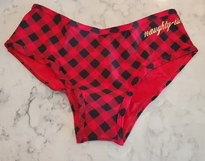 Victoria's Secret PINK Cotton Cheekster - M - Red Plaid Naughty-ish Panty NWT • £10.56