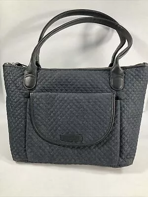 Vera Bradley Purse Tote Classic Black Quilted Shoulder Bag Excellent • $24.89