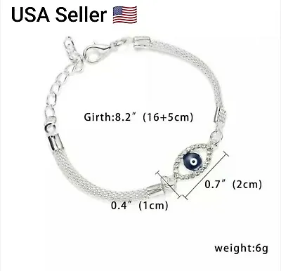 $6.49 • Buy Charm Silver Chain Women Elegant Bracelet Blue Evil Eye Starfish Silver Fashion