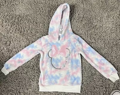 Disney Junior Minnie Mouse Fleece Hoodie Sweater Tie Dye With Sequins Size 5T • $15