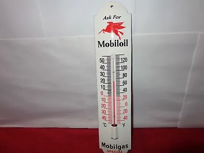 Mobil Pegasus Thermometer Advertising Sign Heavy Porcelain Metal Unused # Z -27 • $89.99