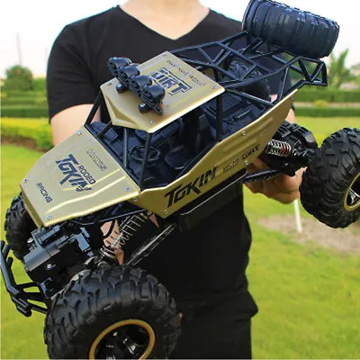 Car Monster Truck USB 4WD Remote Control RC Cars Big Wheel Kid Toy Gift Electric • £18.95