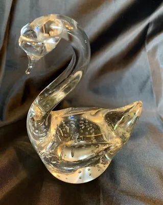 SWAN HAND BLOWN ART GLASS BULLICANTE BUBBLES FIGURINE Paperweight • $5