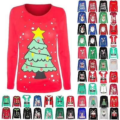 £4.98 • Buy Womens Christmas T Shirt Ladies Xmas Tree Bell Present Gift Snowman Reindeer Top