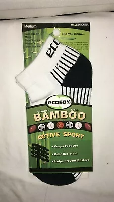 ECOSOX Viscose Bamboo Black White Active Sport Socks 1pr Medium Womens 4-10 NIP! • $12.49