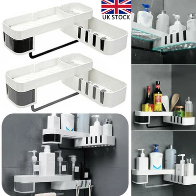 £7.28 • Buy Bathroom Corner Storage Rack Shower Rotating Tripod Towel Shelf Organizer Basket
