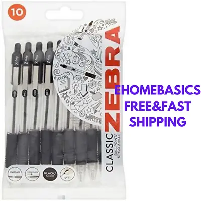 £3.74 • Buy Zebra Grip Black Ballpoint Pens, Pack Of 10, 107142501