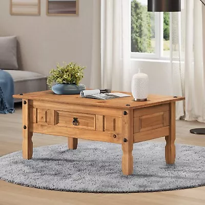 Corona Coffee Table Mexican Solid Pine 1 Drawer Livingroom By Mercers Furniture® • £58.99