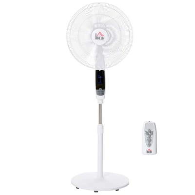 £42.99 • Buy HOMCOM 54 Inch Pedestal Fan Height Adjustable 7.5h 85° Oscillation LED Panel