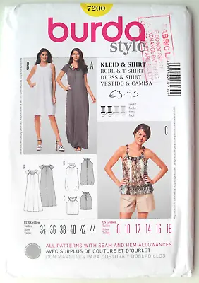 FF Uncut 8-18 Long Raglan Maxi Dress Or Bubble Hem Top Sewing Pattern Burda 7200 • £5.50