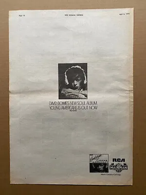 DAVID BOWIE YOUNG AMERICANS (LP) POSTER SIZED Original Music Press Advert From 1 • £12